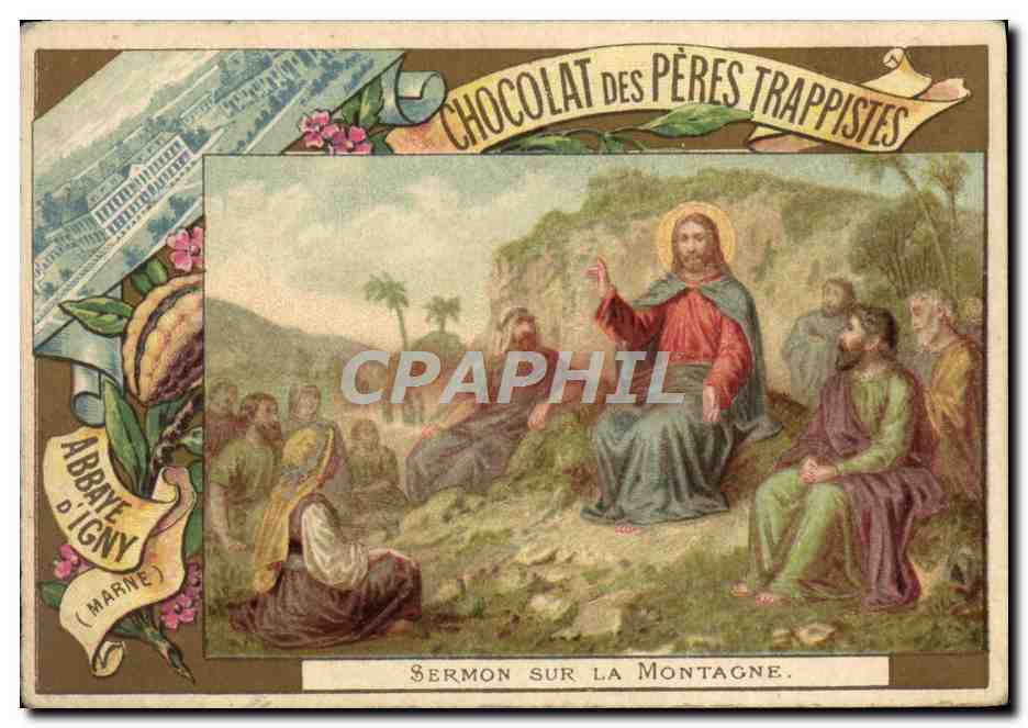 Chromo Chocolat Des Peres Trappistes SErmon sur la montahne Abbaye d'Igny Christ