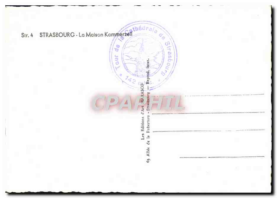 CPM Strasbourg La Maison Kammerzell — Verso