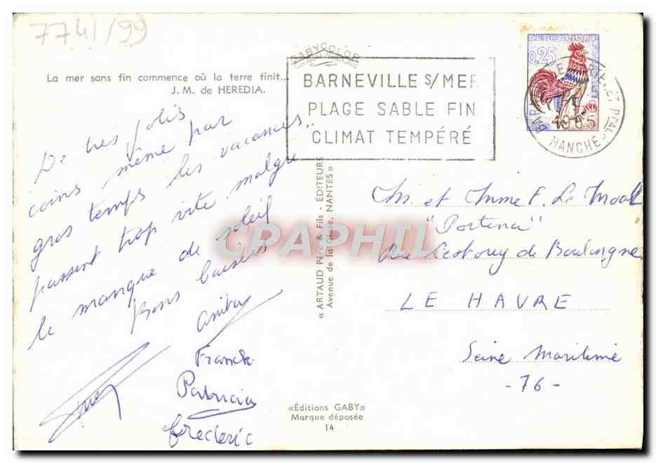 CPM Le Mer Sans fin commence ou La Terre finit JM De Heredia Voiliers  — Back