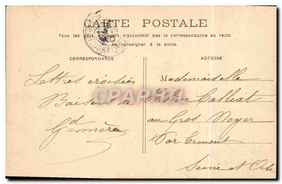 CPA Paris Palais Royal — Rückseite