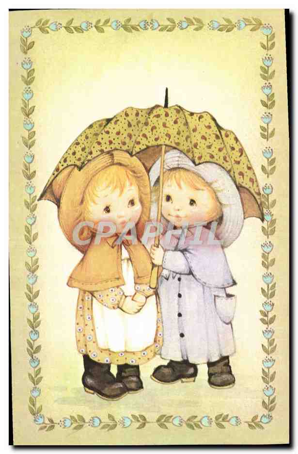 Zwei Kinder unter einem Regenschirm — Illustration — CPAPHIL