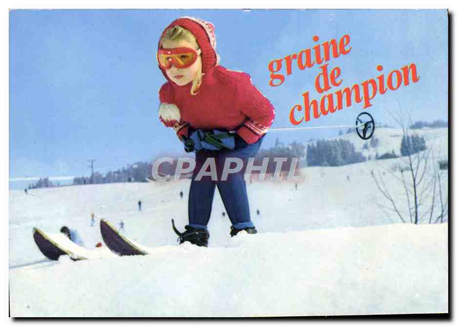 Kind auf Skiern — 'Samen eines Champions' — Imprimerie Combier