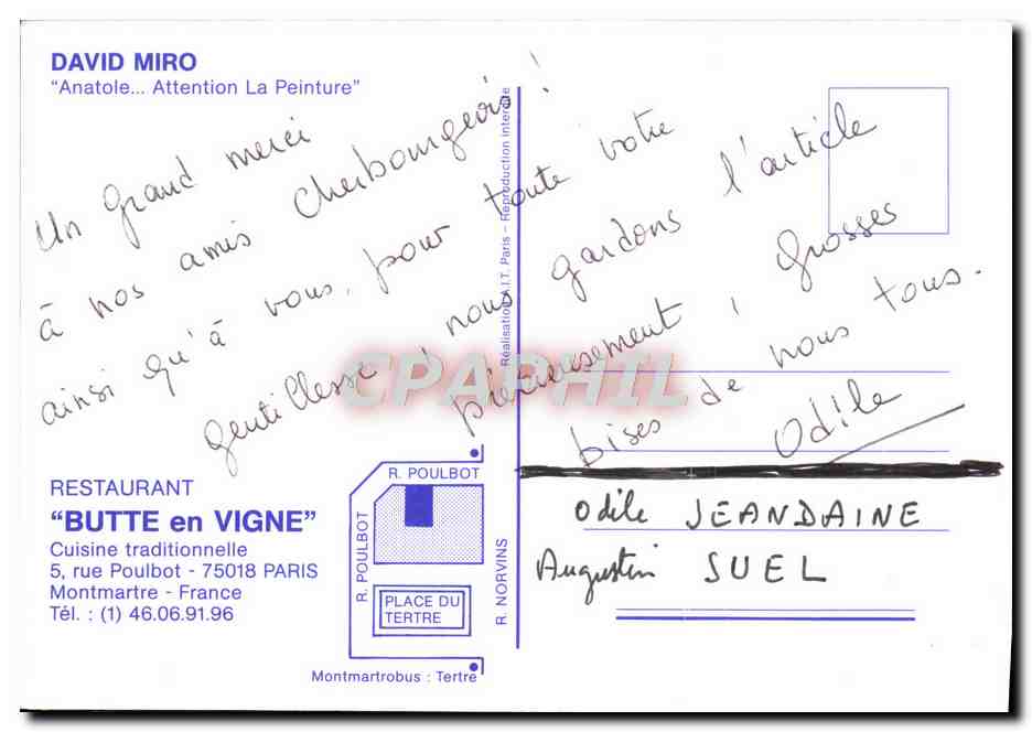 Restaurant Butte en Vigne — Paris — éditeur R. Poulbot — Reverso