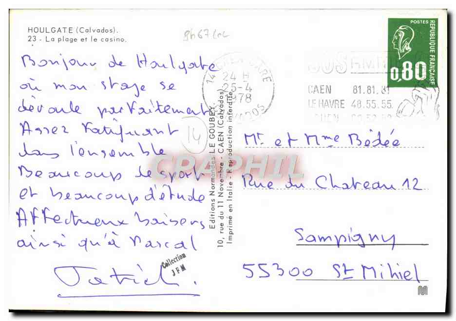 CPM Houlgate La Plage et le Casino — Rückseite