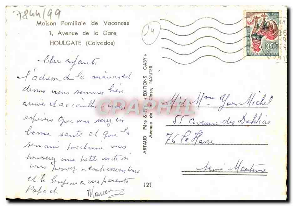 Maison Familiale de Vacances — 1, Avenue de la Gare — Houlgate (Calvados) — Gaby — Verso