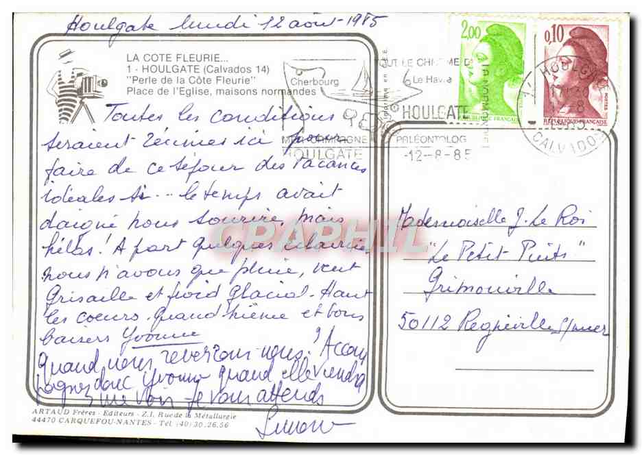 CPM Houlgate Perle de la Cote Fleurie Place de l'Eglise maisons normandes — Verso