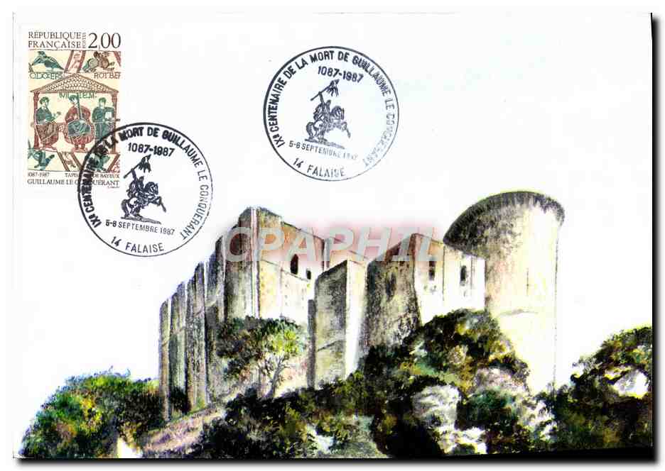 Château de Falaise — 9e Centenaire de la mort de Guillaume le Conquérant — Édité par la Société Philatélique de Falaise