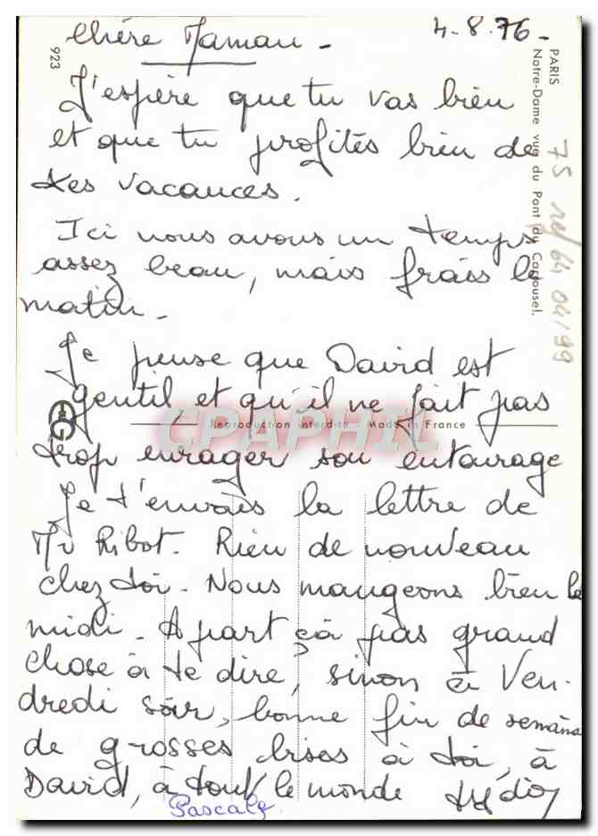 CPM Paris Notre Dame de Paris  — Rückseite