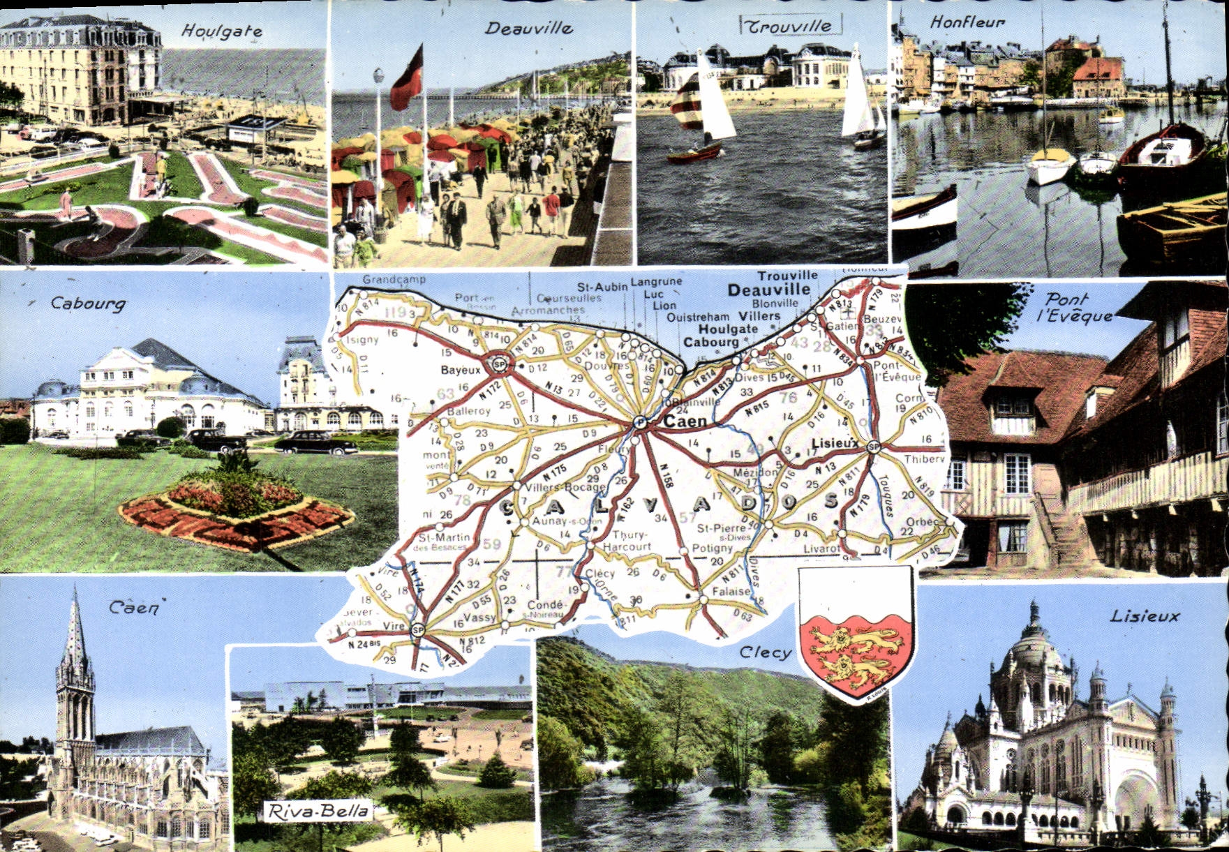 Calvados — Panoramakarte mit Straßenkarte und Sehenswürdigkeiten — Éditions La Cigogne