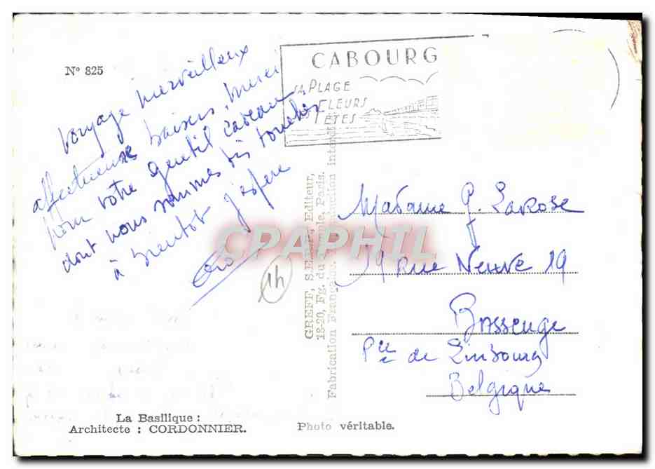 CPM Lisieux Cabourg Trouville Criqueboeuf Deauville Houlgate — Verso