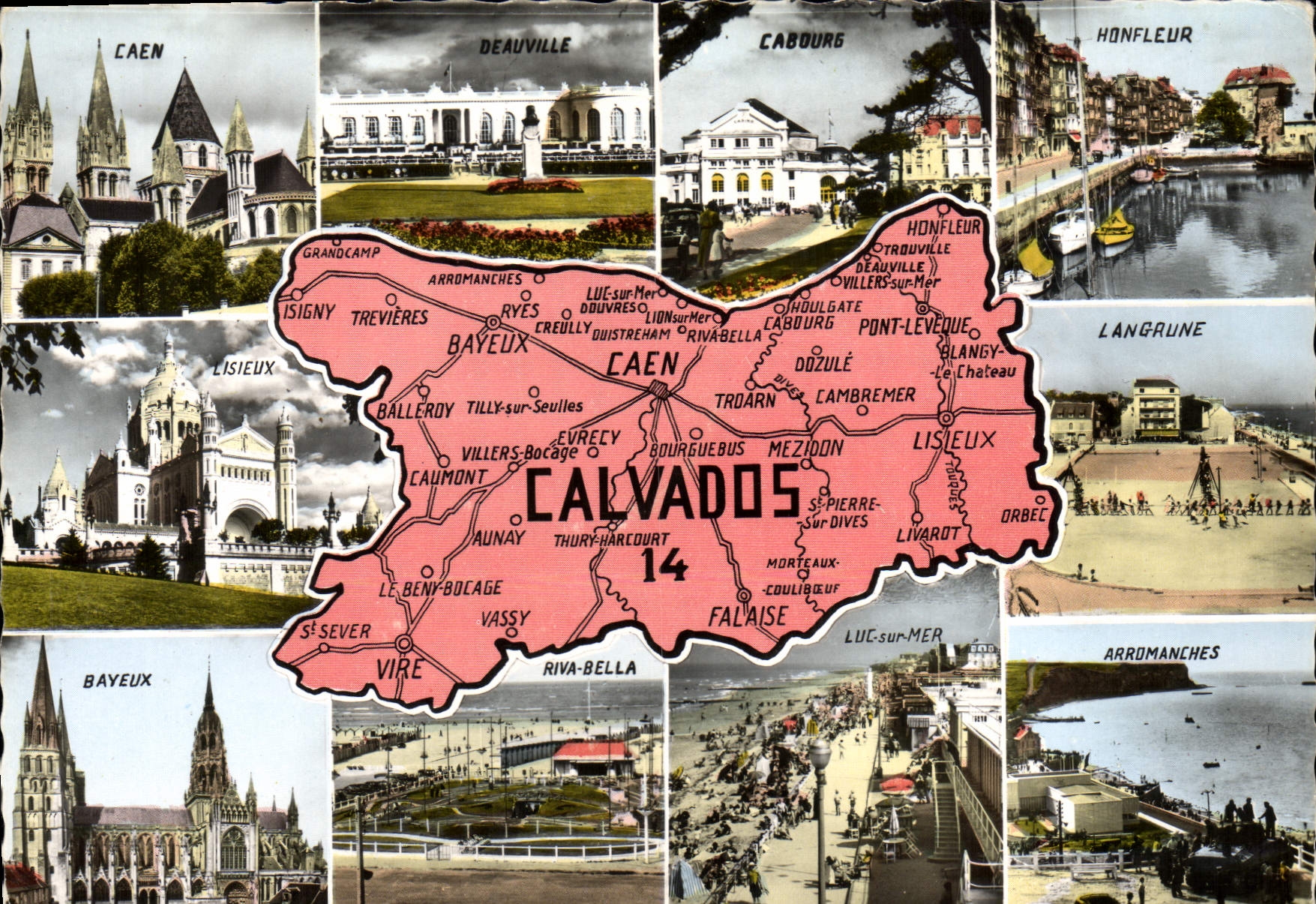 Calvados — Carte postale panoramique avec carte du département — éditeur JRM