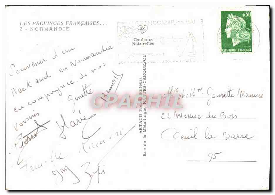 CPM Les Provinces Francaises Normandie St Lo Caen Douvres Bayeux — Verso