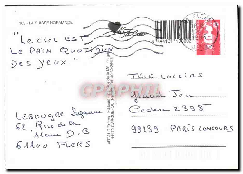 CPM La Suisse Normande Clecy Thury Harcourt La Carneille Caen Falaise Conde sur Noireau Athis de l'Orne Rabodanges Fler — Verso