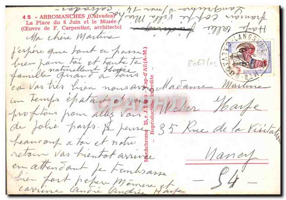 CPM Arromanches La Place du 6 Juin et le Musee — Rückseite