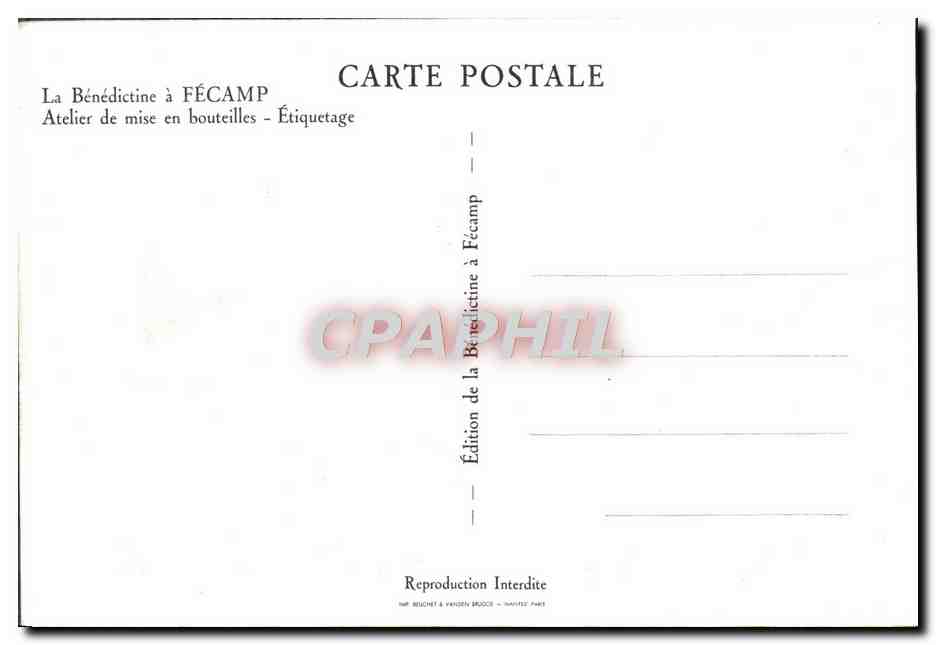 CPM La Benedictine a Fecamp Atelier de mise en Bouteilles Etiquetage — Rückseite