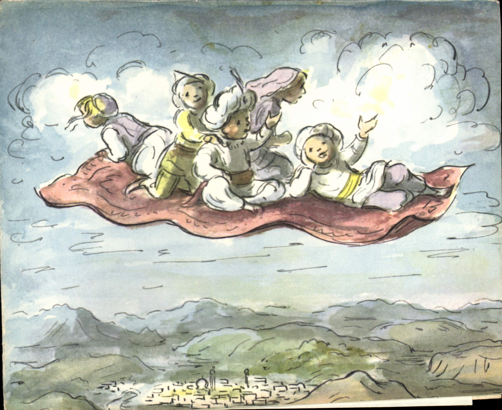 Flying Carpet — painting by Edward Ardizzone — donated to UNICEF