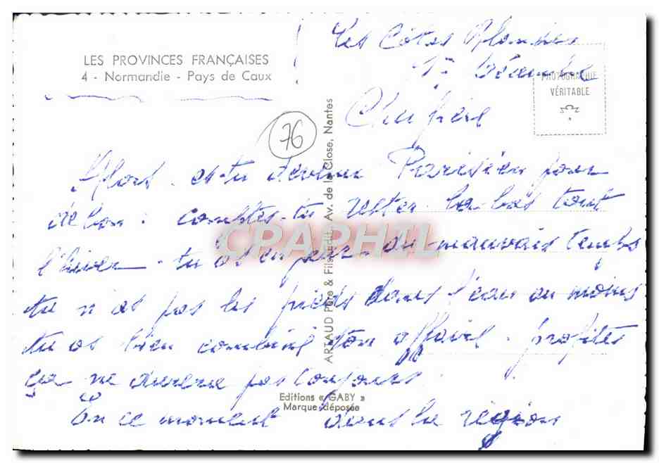 CPM Les Provinces Francaises Normandie Pays de Caux — Rückseite