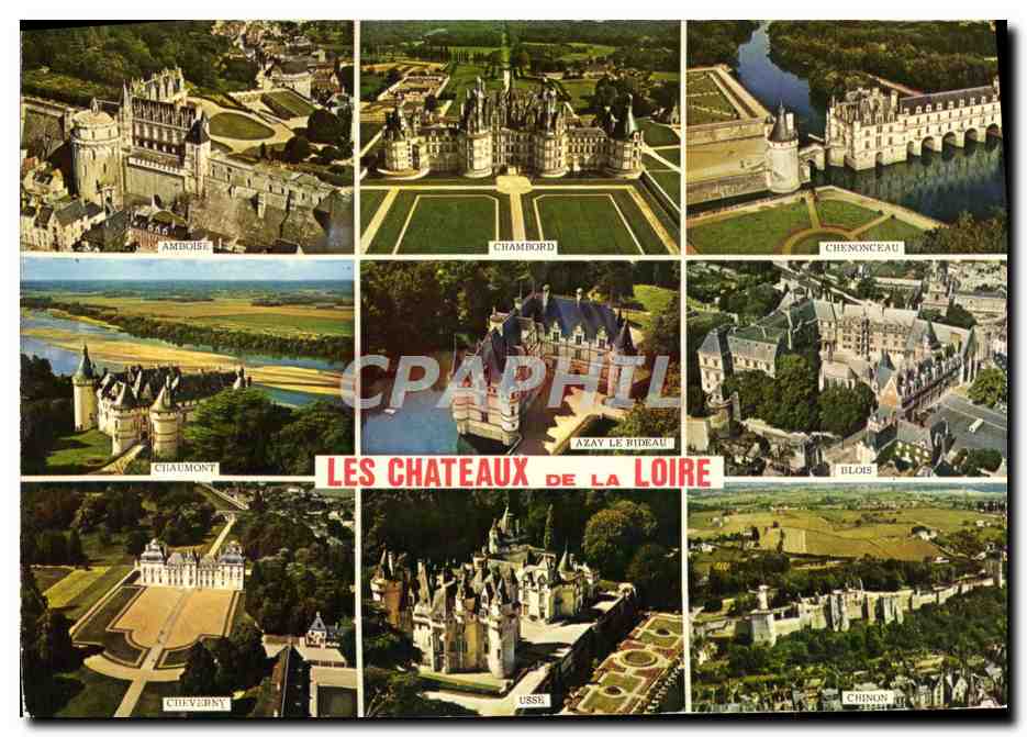 CPM Les Chateaux De La Loire Amboise Chambord Chenonceau Chaumont Azay le Rideau Blois Cheverny Usse Chinon 