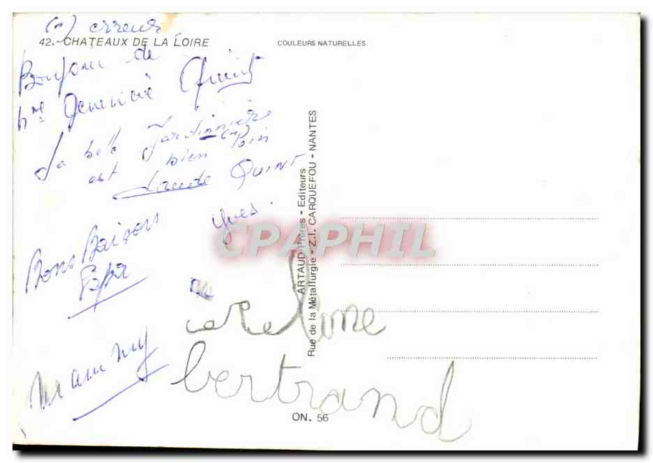 CPM Les Chateaux De La Loire Amboise Chambord Chenonceau Chaumont Azay le Rideau Blois Cheverny Usse Chinon  — Verso