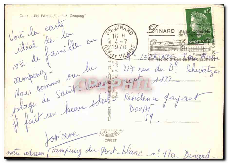 CPM Le Camping En Famille — Rückseite