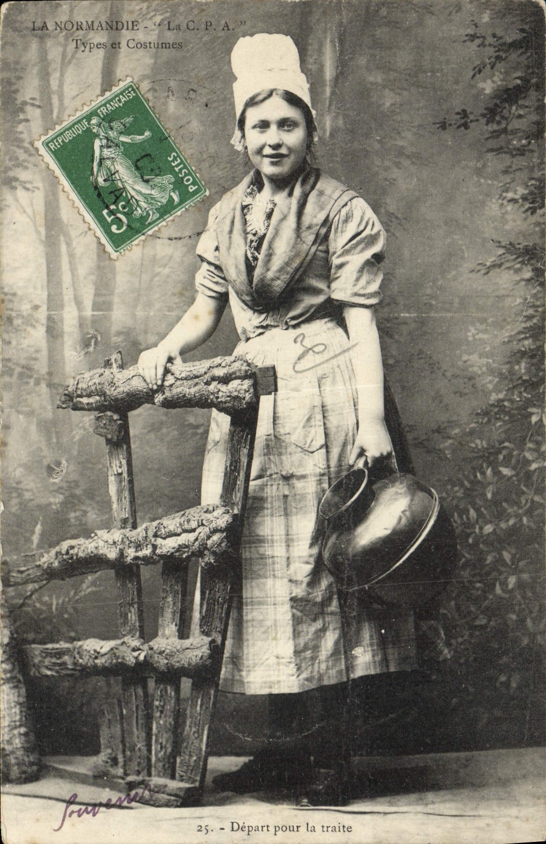 La Normandie — Types et Costumes — Départ pour la traite — La C.P.A.