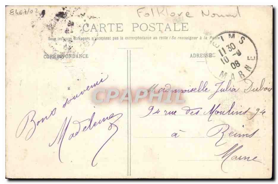 La Normandie — Types et Costumes — Départ pour la traite — La C.P.A. — Verso