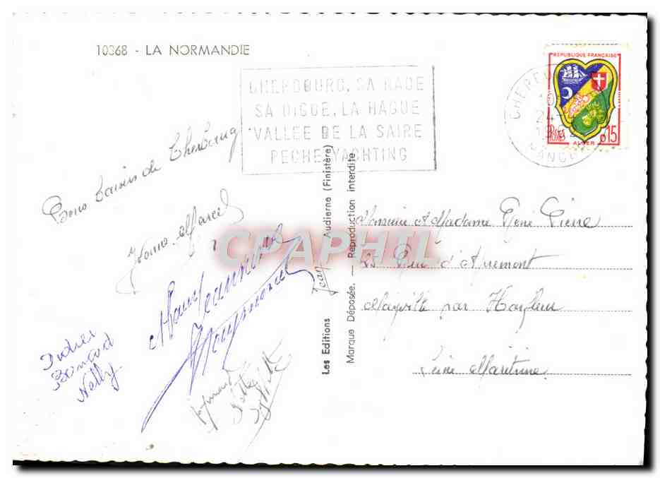 CPM La Normandie Pittoresque Enfants Vache Coq Hibou Chouette Folklore — Verso