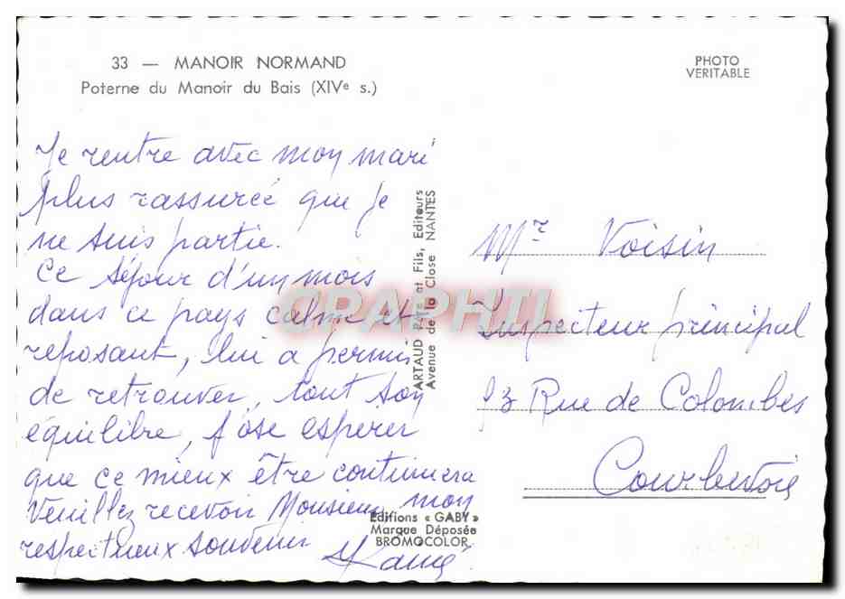CPM De Normandie Manoir Poterne du Manoir du Bois — Rückseite