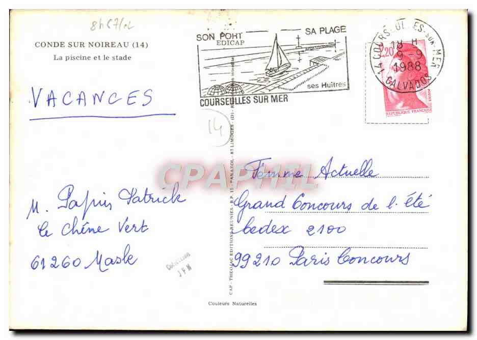 CPM Conde sur Noireau La piscine et le stade — Rückseite