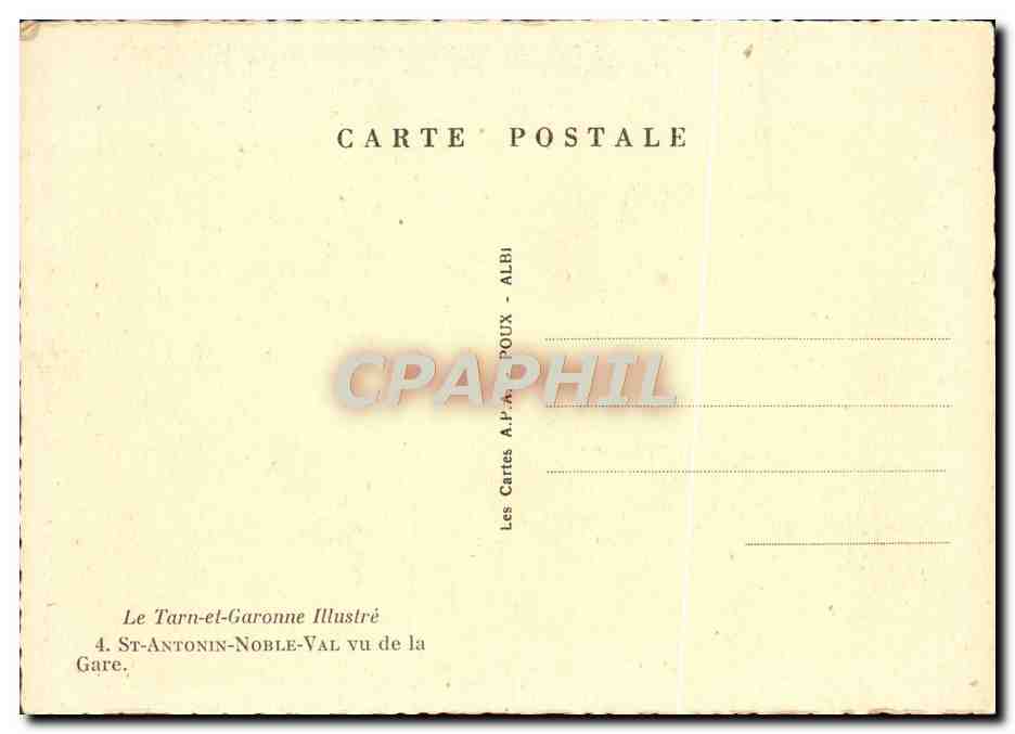 CPM St Antonin Noble Val Vu de la gare — Rückseite