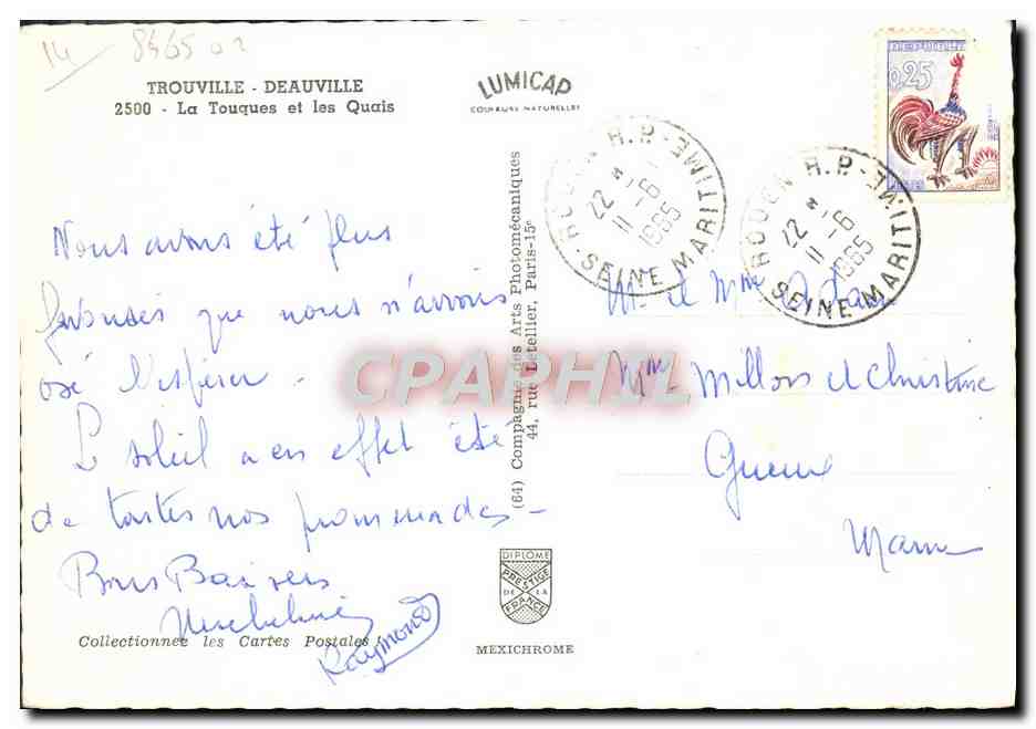 CPM Trouville Deauville La Touques et les Quais — Rückseite