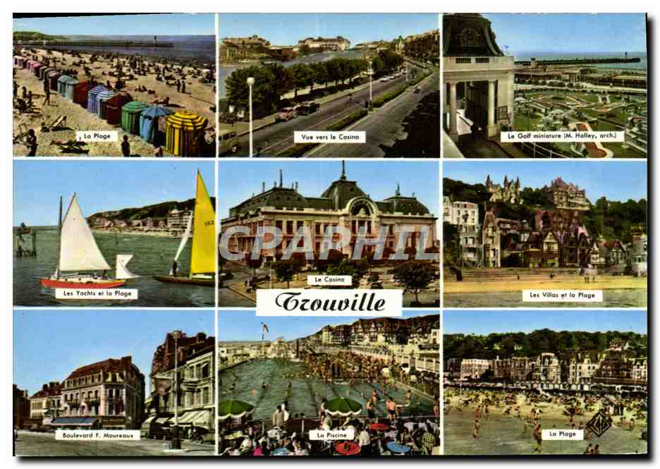 CPM Trouville Reine des Plages plage Vue vers le casino Golf Yachts Villas Piscine