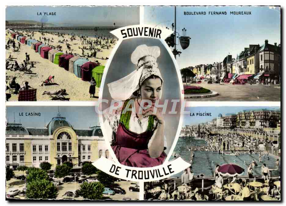 CPM Trouville Reine des Plages Plage Boulevard Fernand Moureaux Casino Piscine