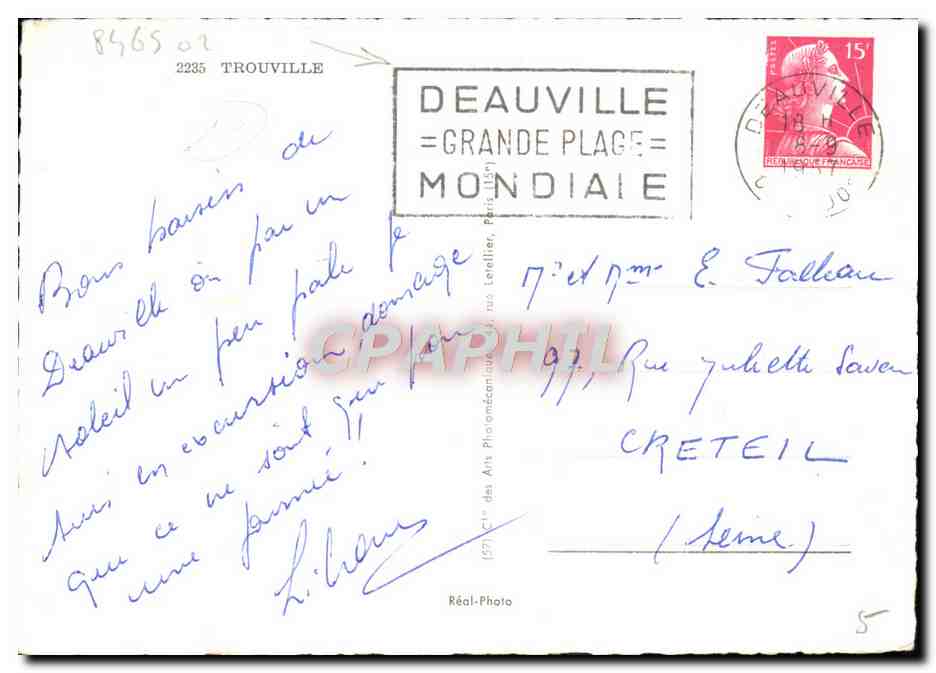 CPM Trouville Reine des Plages Plage Boulevard Fernand Moureaux Casino Piscine — Back