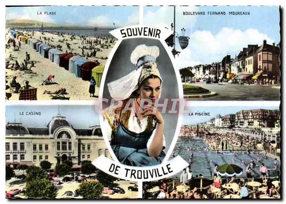 CPM Trouville Reine des Plages Plage Boulevard Fernand Moureaux Casino Piscine