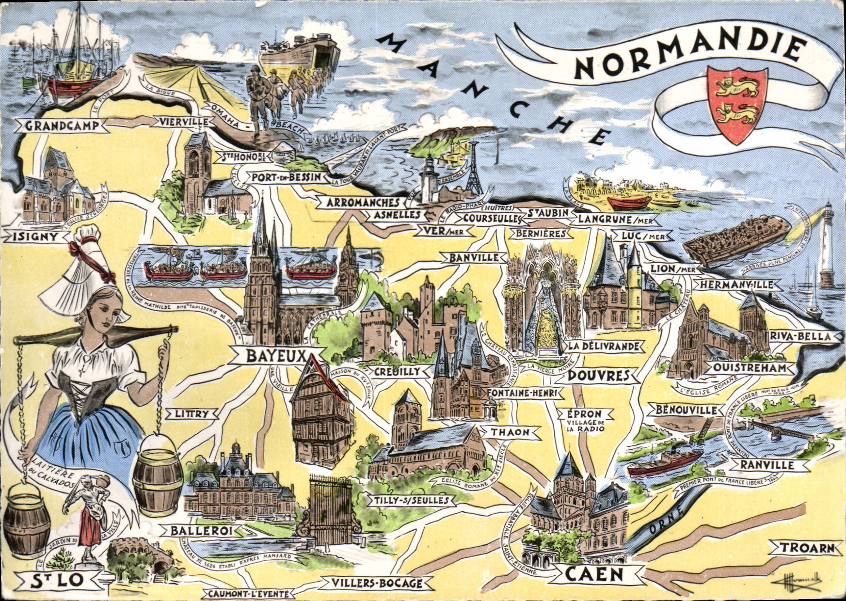Normandie — Carte postale illustrée — Éditions Gaby, Nantes
