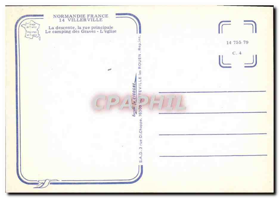 Villerville — Souvenir de Villerville — Éditeur La Cigogne, Rouen — Verso