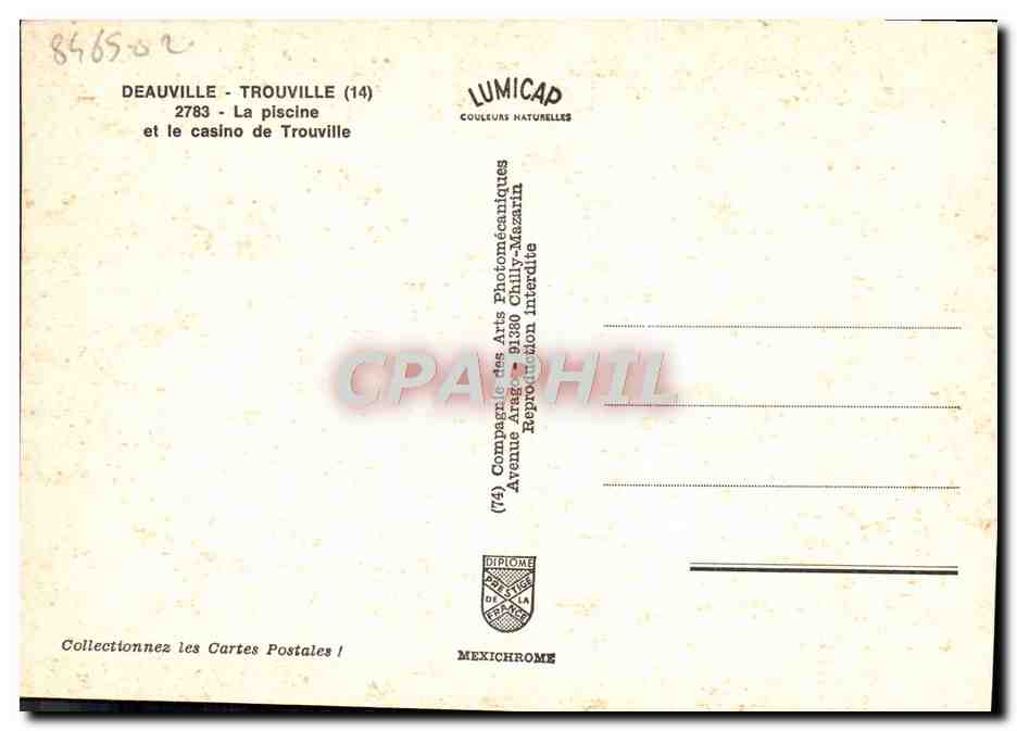CPM Deauville Trouville La Piscine et le Casino de Trouville — Verso