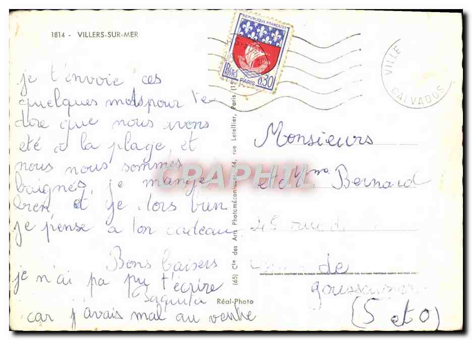 CPM Villers Sur Mer Villa Castellamare La plage La Poste Casino — Rückseite