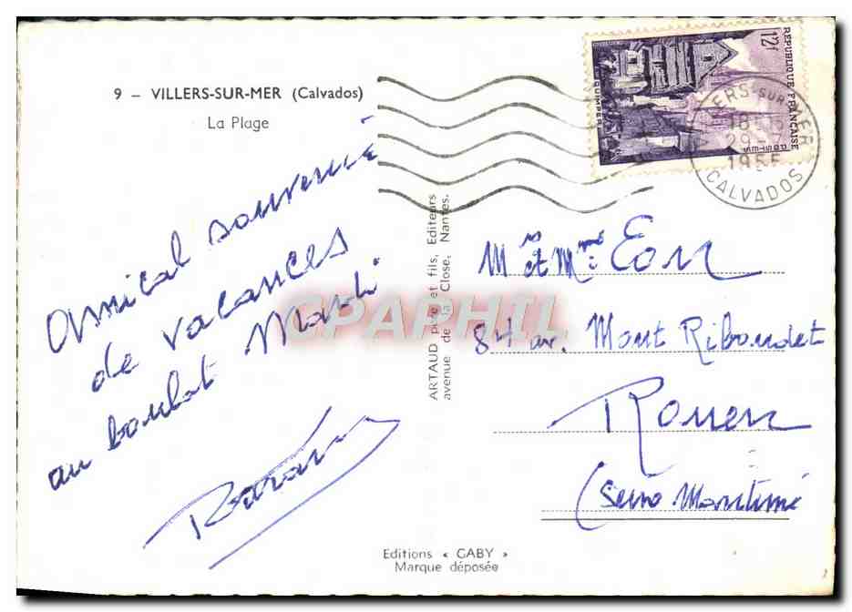 Cartolina moderna Villers Sur Mer La Plage Syndicat d'initiatives — Verso