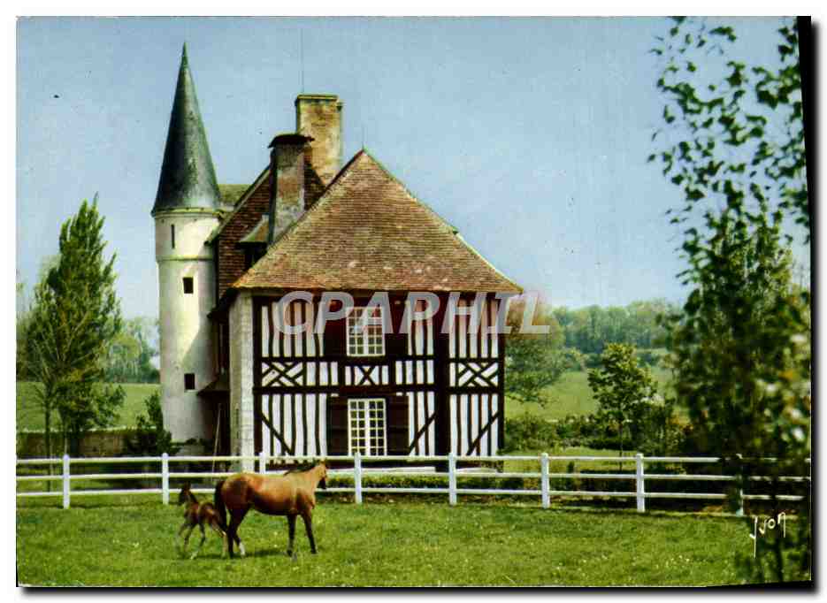 Château à colombages avec tour conique — Environ de Trouville-Deauville (Calvados) — J. JON