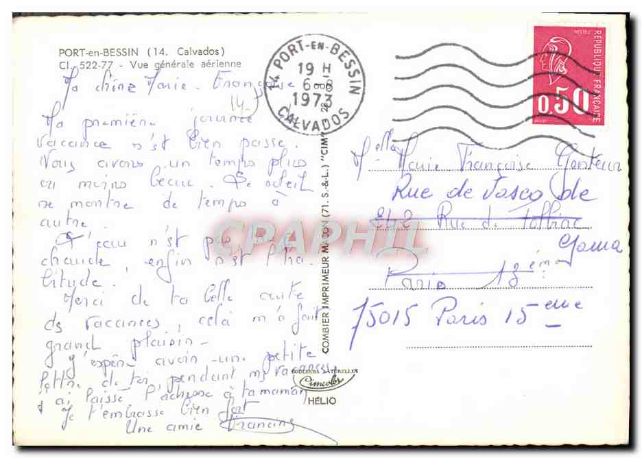 CPM Port En Bessin Vue Generale aerienne — Verso