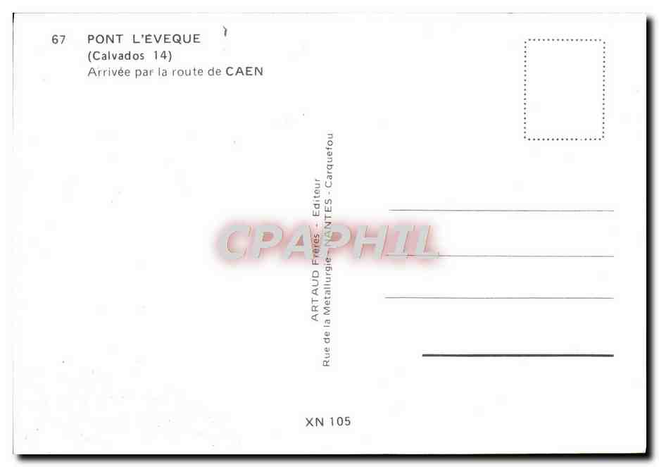 CPM Pont L'Eveque Arrivee Par la Route de Caen Hotel de l'Aigle d'or — Rückseite