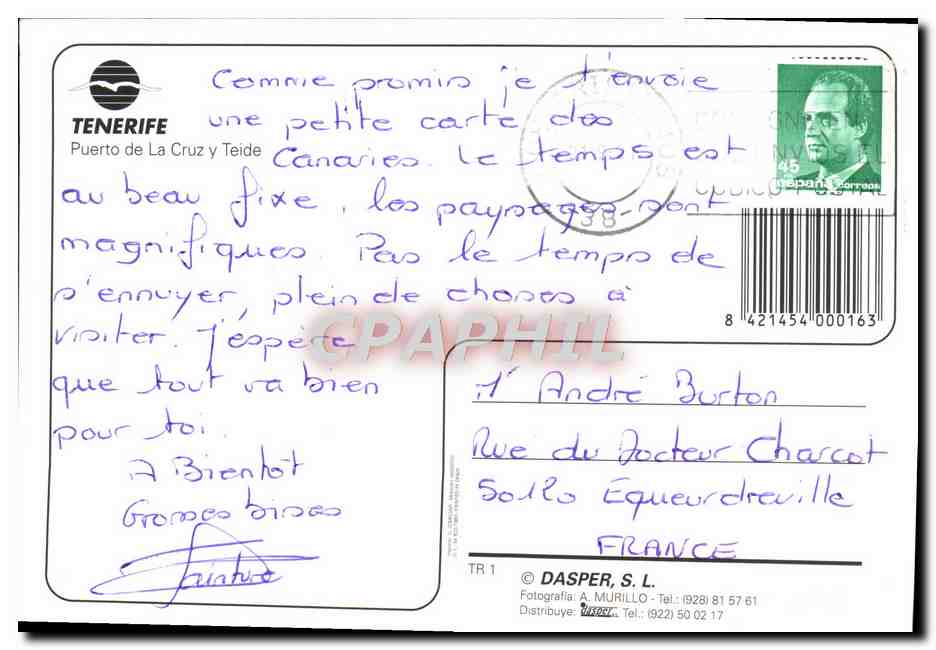 CPM Tenerife Puerto de la Cruzy Teide — Verso