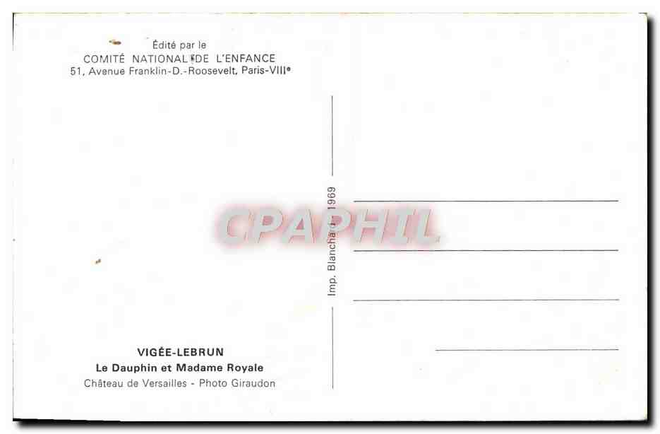 CPM Vigee Lebrun Le dauphin et Madame Royale Chateau de Versailles — Verso