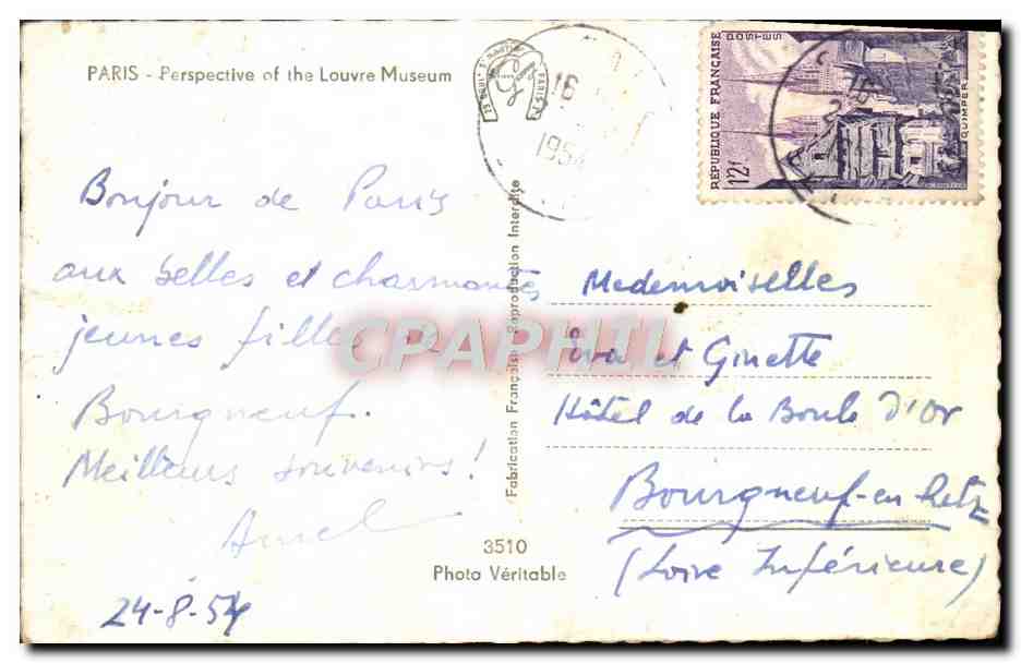 Moderne Ansichtskarte/Moderne Ansichtskarte Paris Perspektive auf den Louvre — Rückseite