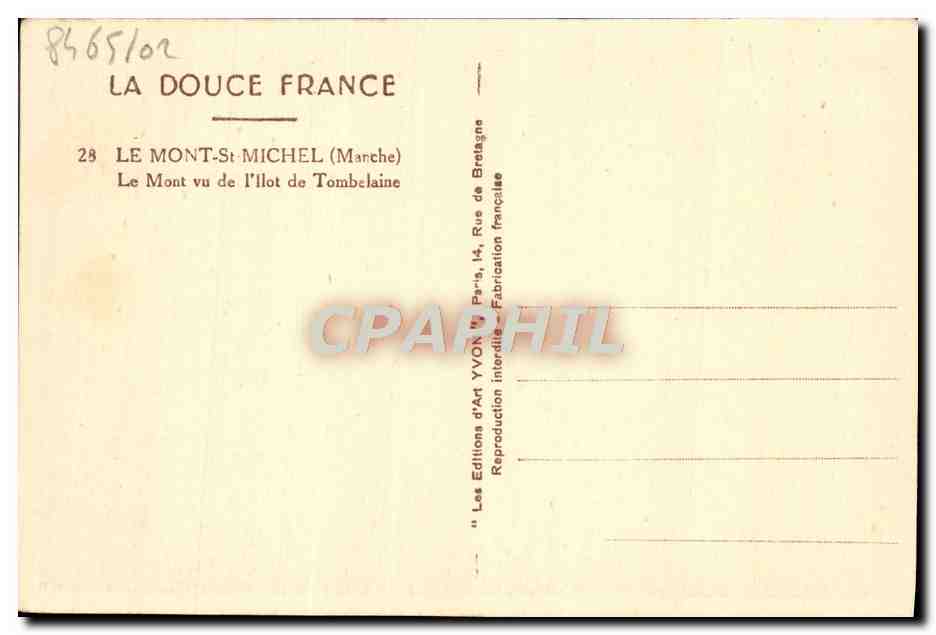 Le Mont-Saint-Michel — vu de l'îlot de Tombelaine — Yvon — Rückseite