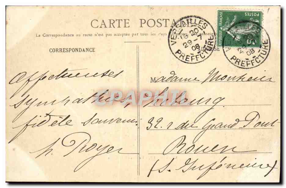 Versailles - Le Grand Trianon — Mme Moreau, édit., Versailles — Verso
