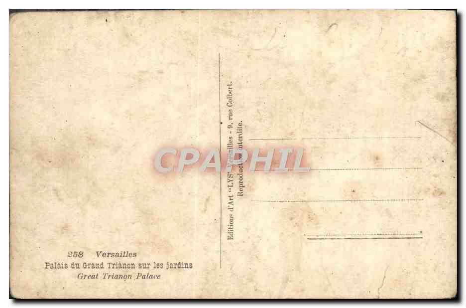 Palais du Grand Trianon — Versailles — Éditions d'Art 'LYS' n°258 — Reverso
