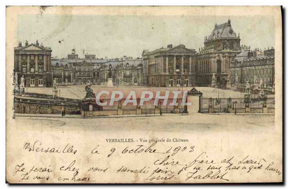 Versailles - Vue générale du Château — éditeur M. M. M. (verso) n° 150